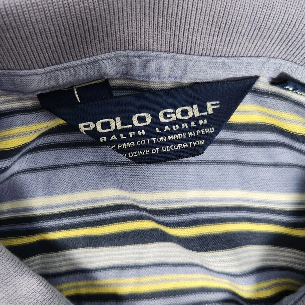 Polo Golf Ralph Lauren Men's Short Sleeve Shirt Size XL Pima Cotton Blue Striped